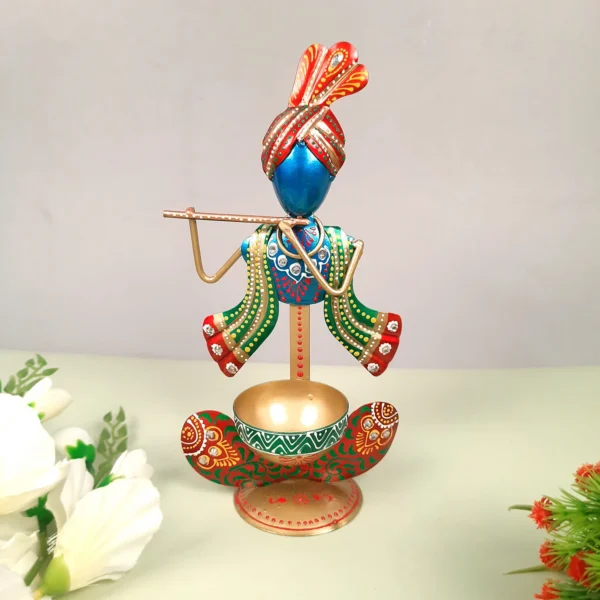Krishna T Light Candle Holder Blue & Pink - Image 3